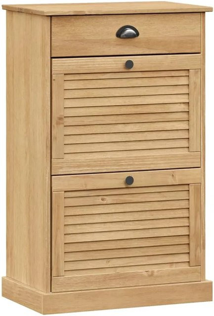 vidaXL Schuhschrank VIGO aus Massivholz Kiefer in Braun mit Jalousie-Design, B/T/H: 60 x 35 x 96 cm - Bild 1