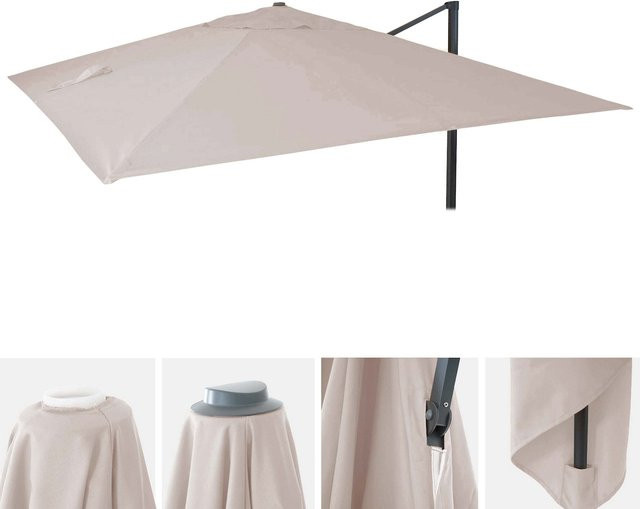 Ersatzbezug für MCW Luxus-Ampelschirm aus Polyester in Creme-Grau, B/T: 3,5 x 3,5 m, Durchmesser: 4,95 m - Bild 1