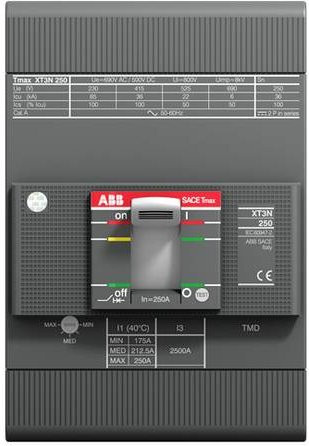 ABB XT3S 250 TMG Leistungsschalter in Grau mit Einstellbereich bis 400A und Schaltspannung bis 690 V/AC - Bild 1