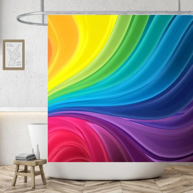 Tonnika Chen Duschvorhang mit Blätter-Design in Natur und Multicolour, wasserdicht und schimmelresistent, B: 300 cm, H: 180 cm - Bild 1