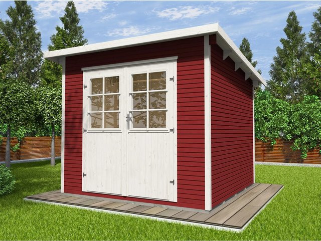 WEKA Gartenhaus 219 Gr.1 aus Massivholz in Schwedenrot mit Pultdach und Vordach, B/H/T: 260 x 218 x 240 cm - Bild 1