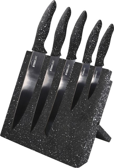 STONELINE Edelstahl Messer Set 5-teilig mit Messerblock in Schwarz - Bild 1