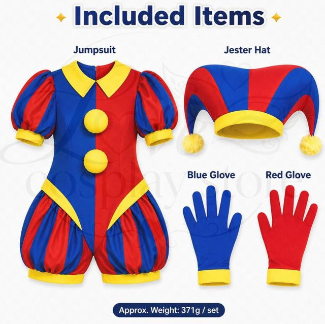 Pomni Cosplay Kostüme, Clown Uniform, The Amazing Digital Circus, Rollenspiel Outfit - Bild 1