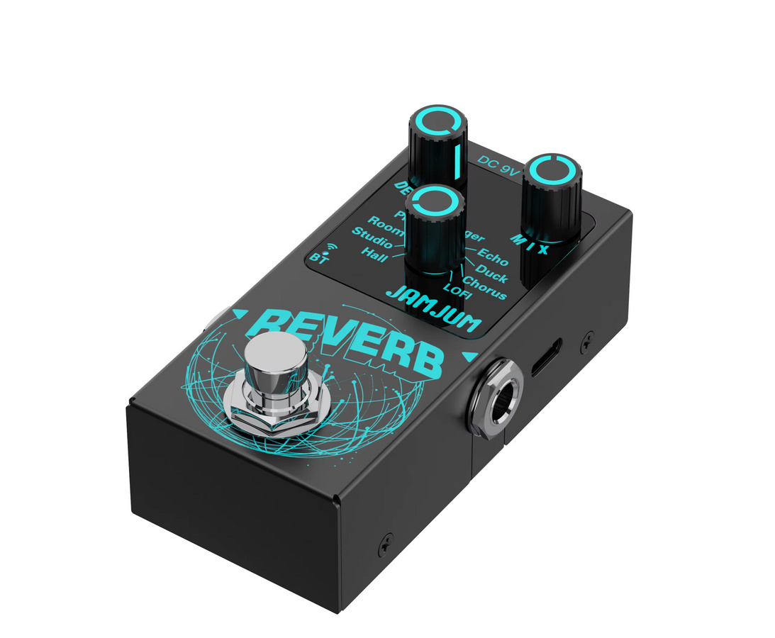 JAMJUM Lumino Digitales Gitarren-Effektpedal mit 9 Reverb-Modi und kabelloser Begleitfunktion in Schwarz - Bild 4