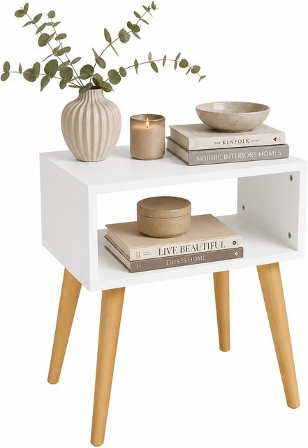 VCM Beistelltisch Singol M als Nachttisch mit offenem Ablagefach in Holzoptik und Weiß, B/T/H: 45 x 30 x 56 cm - Bild 1