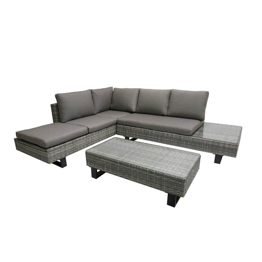 DELUKE Gartenloungeset JOCHEN 3-tlg. aus Aluminium und Kunststoff in Grau - Bild 2