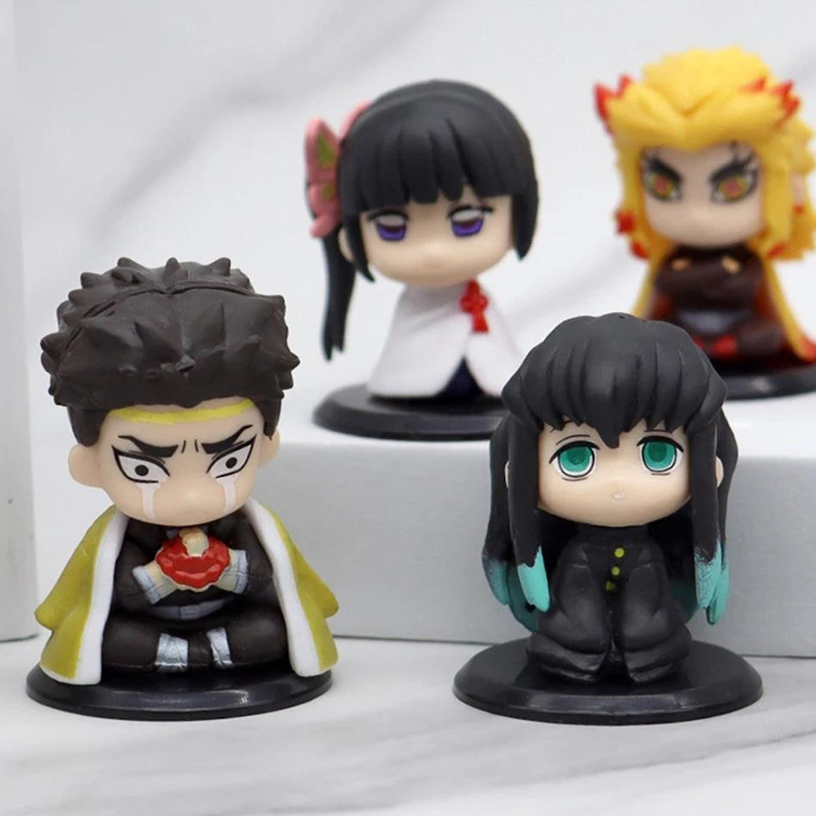 Yiran toy 1 Demon Slayer Mini-Actionfiguren Tanjiro Nidouzi Inosuke Zenizu Sitzendes Modell Spielzeugpuppe ab 14 Jahren - Bild 2