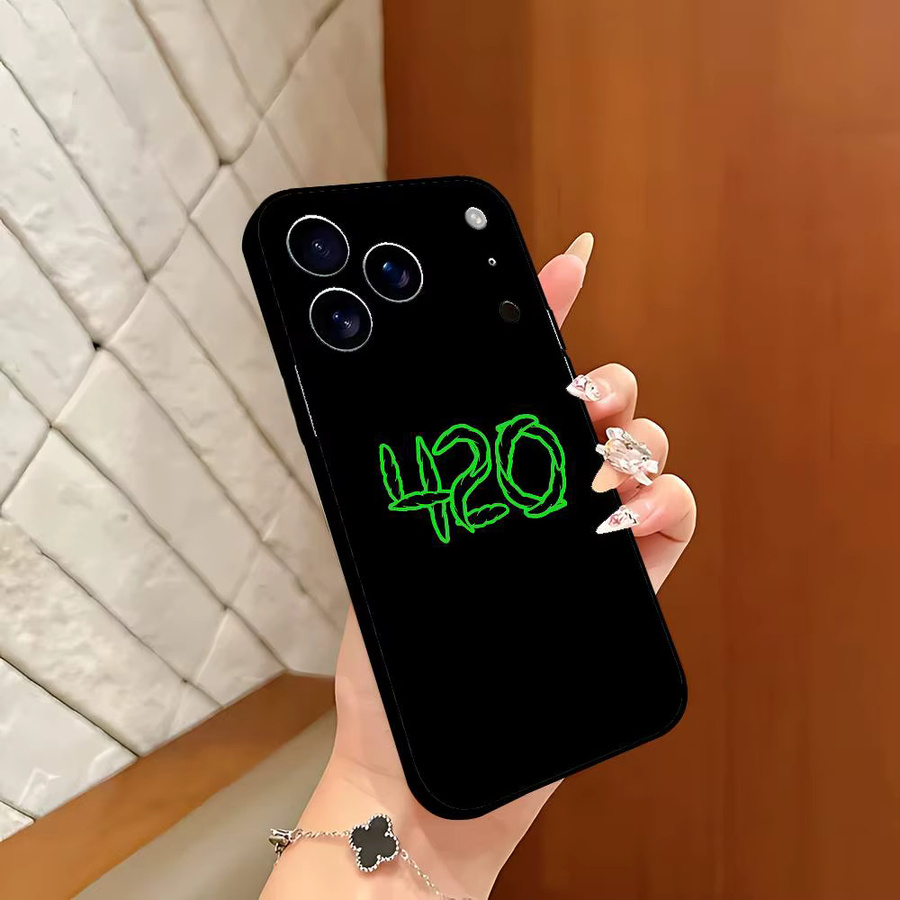 Leaf Weed Handyhülle im Smoking-Design für iPhone 17 16 15 14 13 12 11 Pro Max Plus in Schwarz - Bild 2