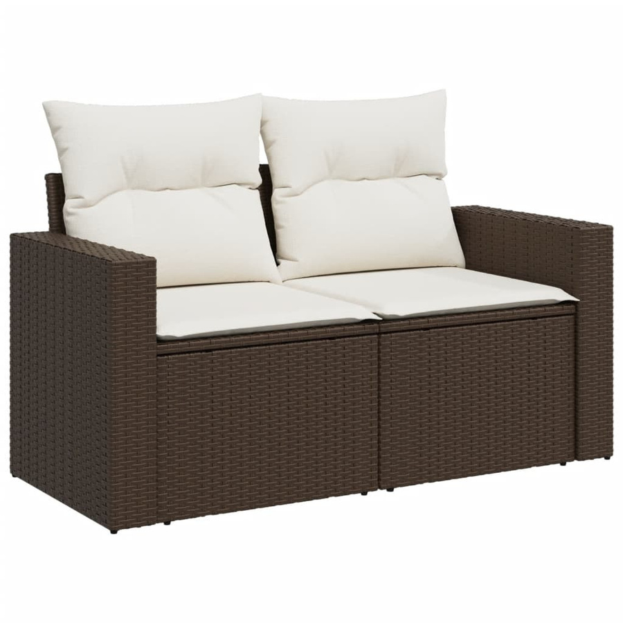 vidaXL 11-tlg. Garten-Sofagarnitur in L-Form aus Polyrattan mit Kissen, Braun - Bild 4