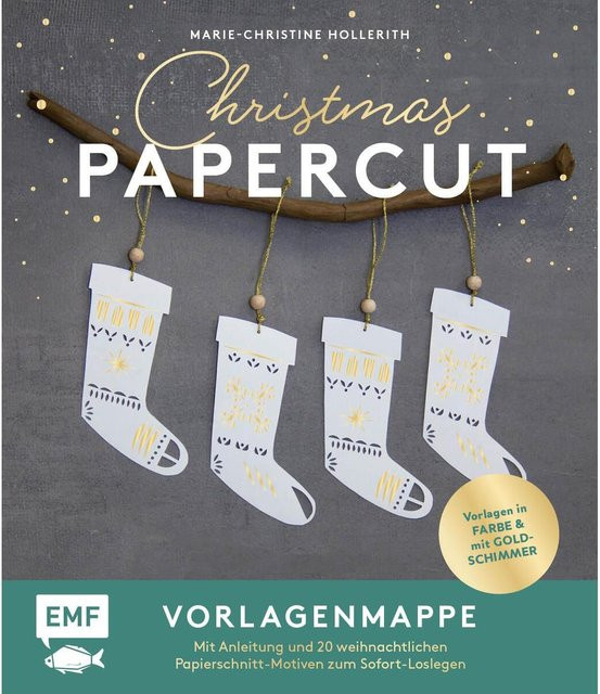 Christmas Papercut Edition Michael Fischer Vorlagenmappe mit Anleitung und 20 weihnachtlichen Motiven in Weiß für Erwachsene - Bild 1