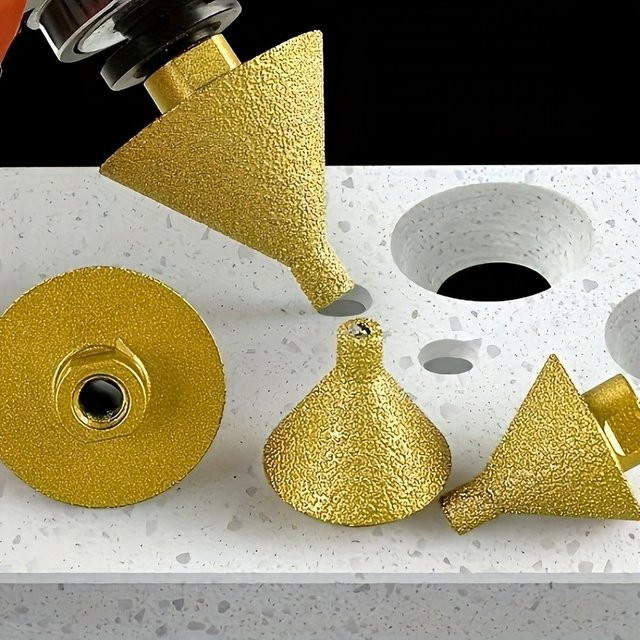 ZUOMU Diamant-Fasenbohrer mit M14-Gewinde als konisches Gravur- und Polierrad für Stein, Fliesen und Marmor in Gold - Bild 1