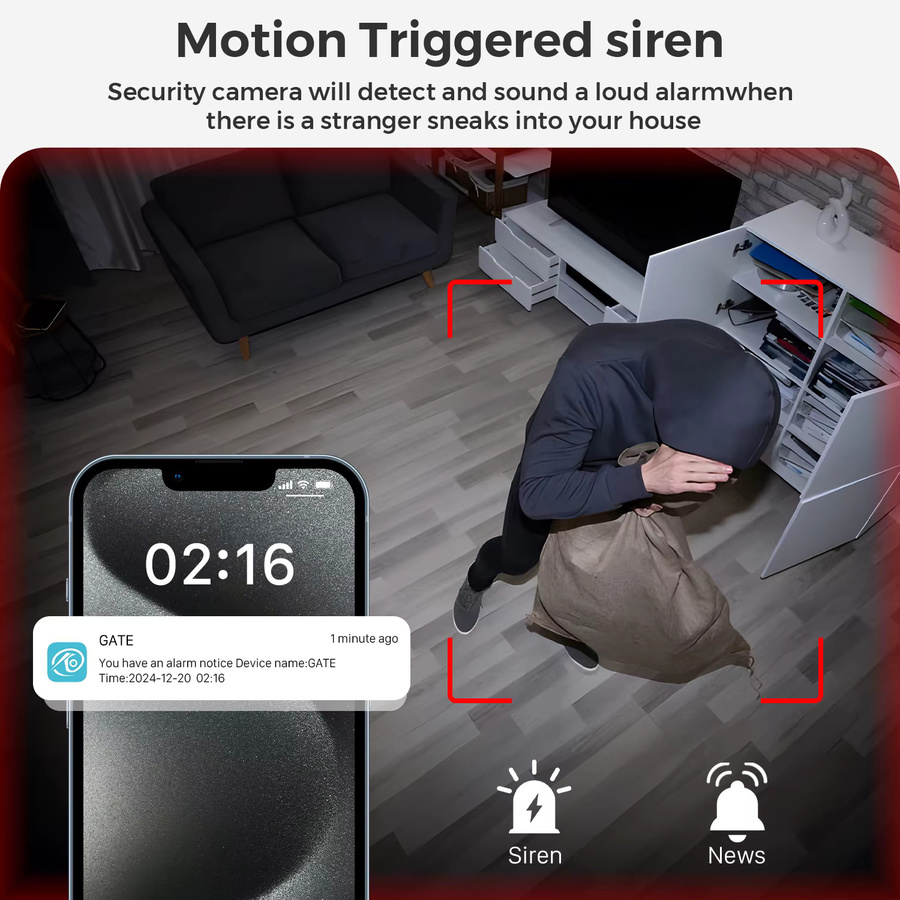 BESDER O-Kam pro 5MP Mini-WLAN-IP-Kamera in Schwarz mit 2400 mAh Akku, Personenerkennung und 5-fachem Zoom für die Innenraumüberwachung - Bild 4