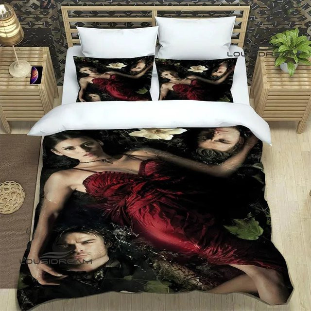 Gu Tao The Vampire Diaries Damon Salvatore Bettwäsche-Set mit Motiv, Schwarz, B/H: 150 x 200 cm - Bild 1