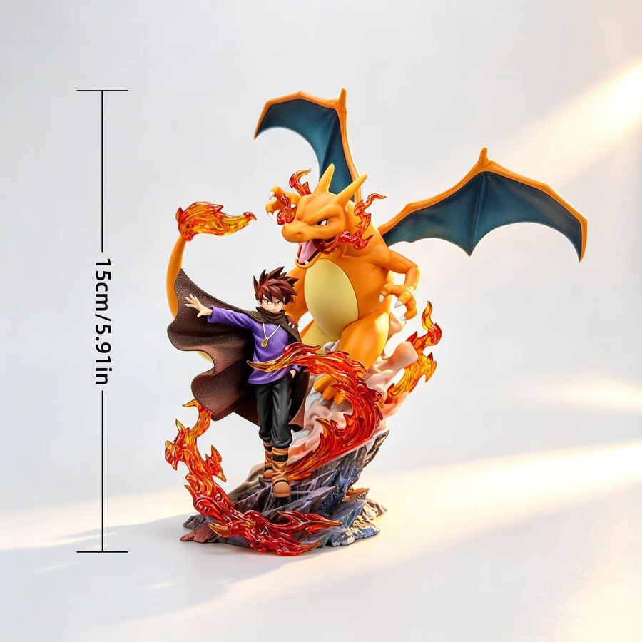 Bandai Pokémon Gary Oak Charizard Figur, Blau Grün Orange, Modell Spielzeug - Bild 2