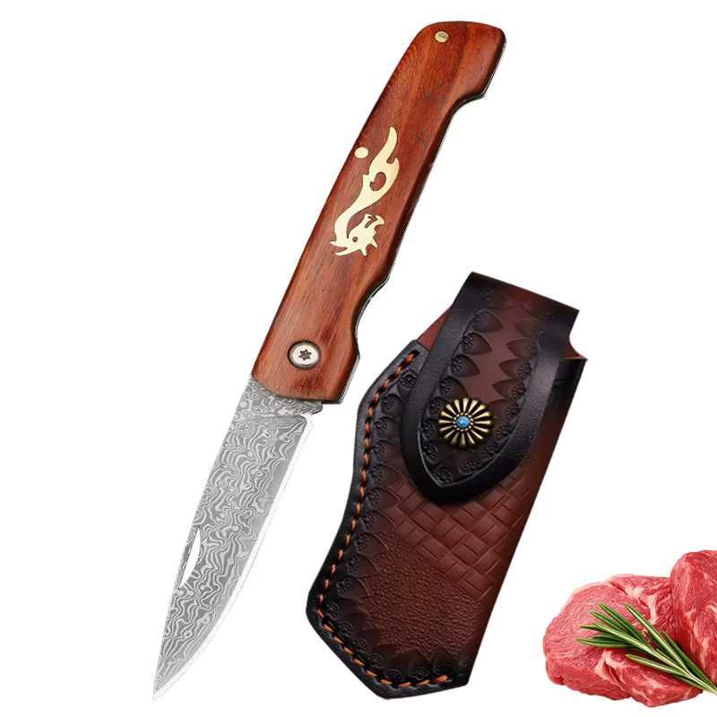 WXCOO Edelstahl Klappmesser als praktisches Schälmesser für Obst und Melonen mit Holzgriff - Bild 5