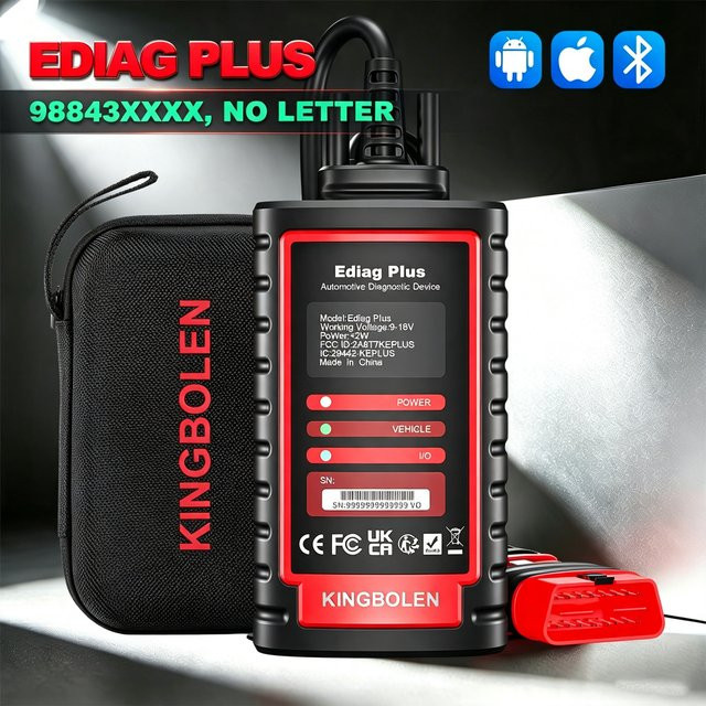 KINGBOLEN Ediag Plus Bluetooth-Scanner Schwarz: Bidirektionales OBD2-Diagnosetool für alle Systeme mit ECU-Codierung, kompatibel mit iOS und Android - Bild 1