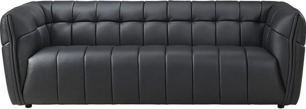 Dugori Sofa aus Büffelleder in Schwarz mit Capitonné-Design, Breite: 222 cm