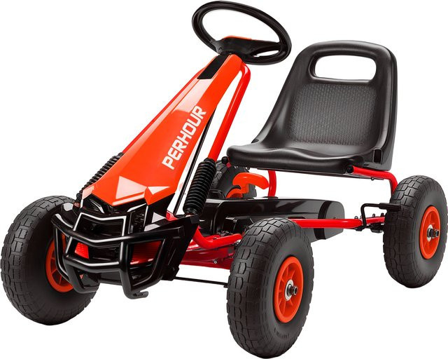 Aiyaplay Gokart, Tretauto, mit Handbremse, verstellbarem Sitz, Vor- und Rückwärtsgang, Pedalantrieb, EVA Reifen, manuelle Kupplung, ab 3 Jahre, Rot - Bild 1