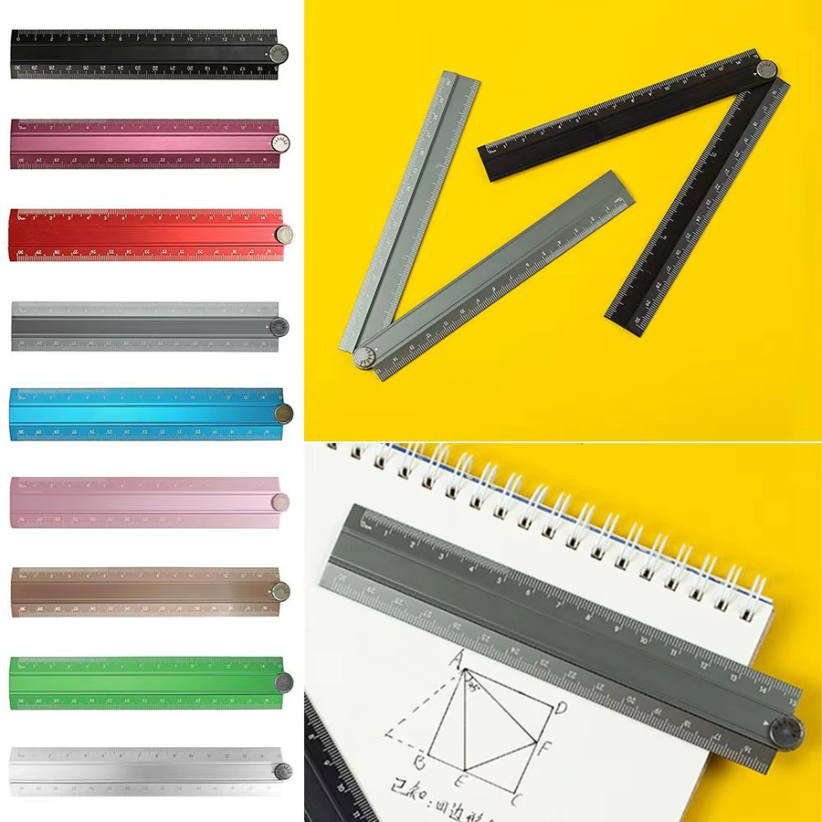Multifunktionales Klapplineal aus Aluminiumlegierung in Pink, 30 cm langes Metalllineal für Zeichnungen und Schule - Bild 2