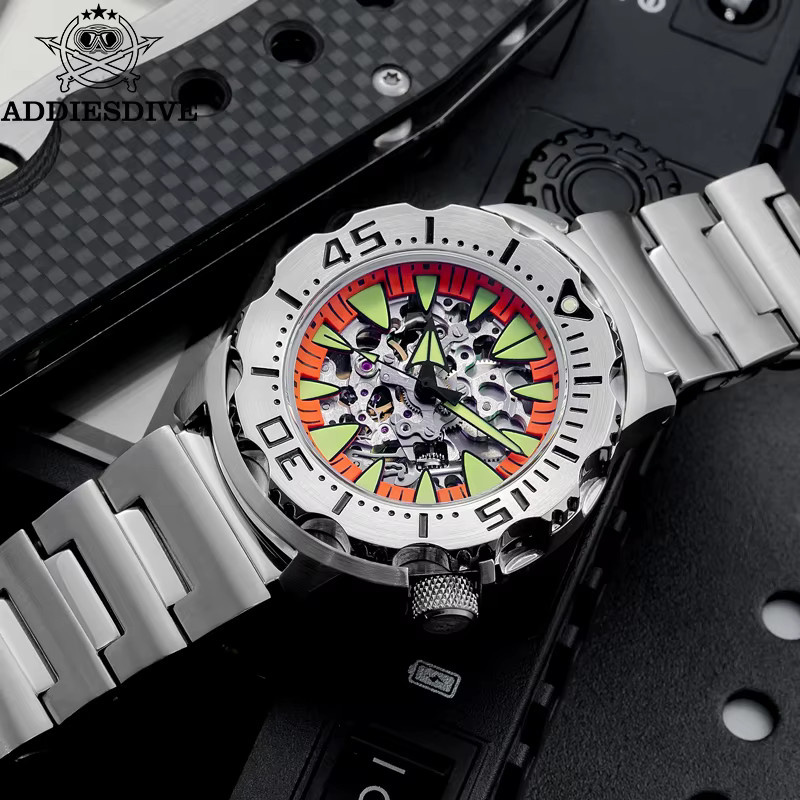 ADDIESDIVE Armbanduhr Edelstahl, mechanisches Uhrwerk, Saphirglas, Herren - Bild 2