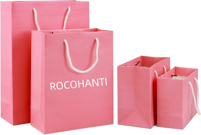 50 Stück Boutique-Papiertüten in elegantem Rosa für Schmuck und Geschenkverpackungen - Bild 1