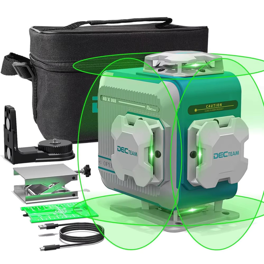 Decteam M04CG 16-Linien-Laser-Nivelliergerät mit grünem 4D-Kreuzlinienlaser, selbstnivellierend, inklusive Li-Ionen-Akku für Fliesenarbeiten - Bild 6
