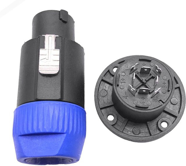FRHY Pro Audio 8-poliges SpeakON- und Powercon-Stecker-Set in Schwarz mit Buchsen für Schalttafelmontage und Stecker-Adaptern für Lautsprecher- und Stromkabel - Bild 1