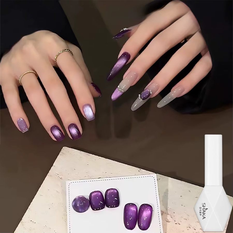 SHAKA Enchanting Purple Cat Eye Gel Nagellack, Schimmernd - Bild 2
