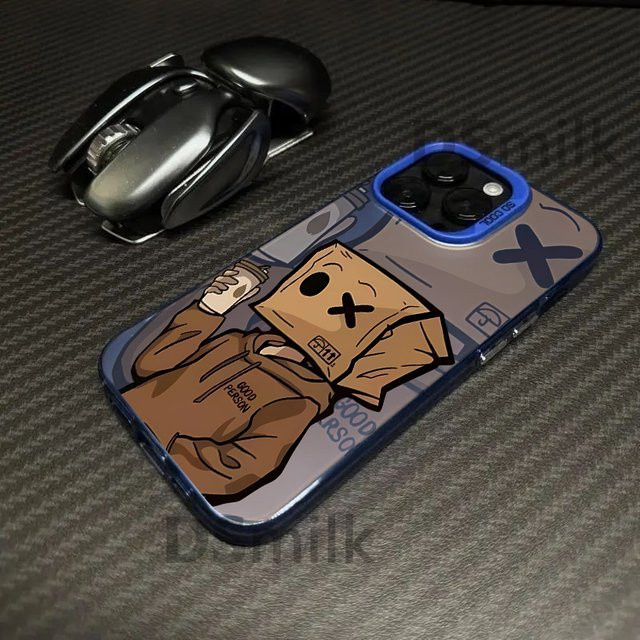 Karton Junge Handyhülle für iPhone 11 bis 16 Pro Max mit Laser Design in White und Multicolour aus PC und TPU - Bild 1