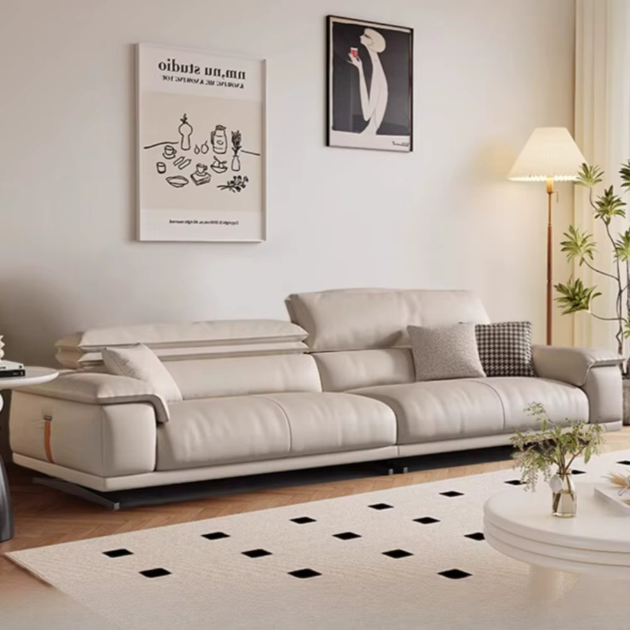 Luxuriöses OEMG Wohnzimmersofa aus echtem Leder im italienischen Design, minimalistisches Designer-Lounge-Sofa für moderne Wohnräume - Bild 2