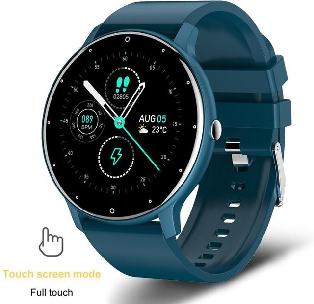 Wula Mall Smartwatch für Damen und Herren in Schwarz mit Bluetooth, Herzfrequenzmessung, Schrittzähler und wasserdichtem Design für Android und iOS - Bild 1