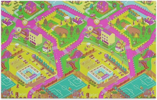 Karat Kinderspielteppich Campus in Grün und Multicolour - Bild 1