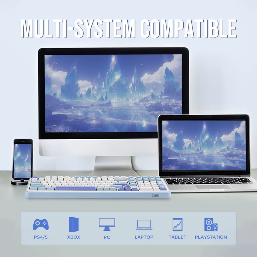 EPOMAKER TH99 Plus Mechanische Tastatur mit Numpad, 96 % QWERTY ANSI, Hot-Swap, Bluetooth 5.0, 2,4 GHz und Kabelverbindung, Schwarz - Bild 3
