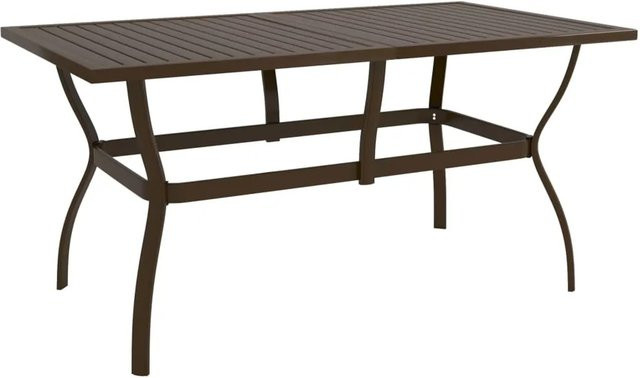 vidaXL Gartentisch aus pulverbeschichtetem Stahl in Braun im Industriestil mit Lattendesign, B/T/H: 140 x 80 x 72 cm - Bild 1
