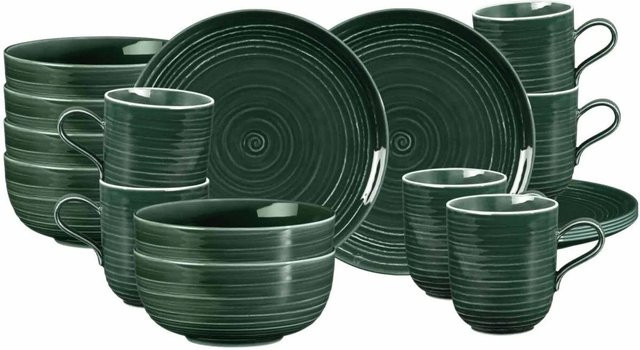Seltmann Weiden Frühstücks-Set Terra aus Porzellan, 18-teilig, Moosgrün - Bild 2
