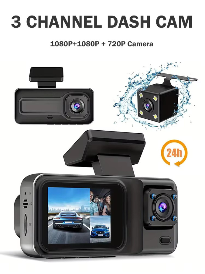 etymoofox 3-Kanal Dashcam mit WLAN und Full HD 1080P für vorne, hinten und innen in Schwarz - Bild 6