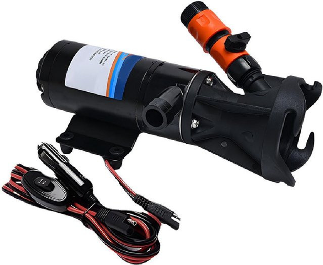 Nensit Zerkleinererpumpe für Wohnmobile, selbstansaugende elektrische Abwasserpumpe mit doppeltem Vierflügelrad, 12V, 45L, Schwarz - Bild 1