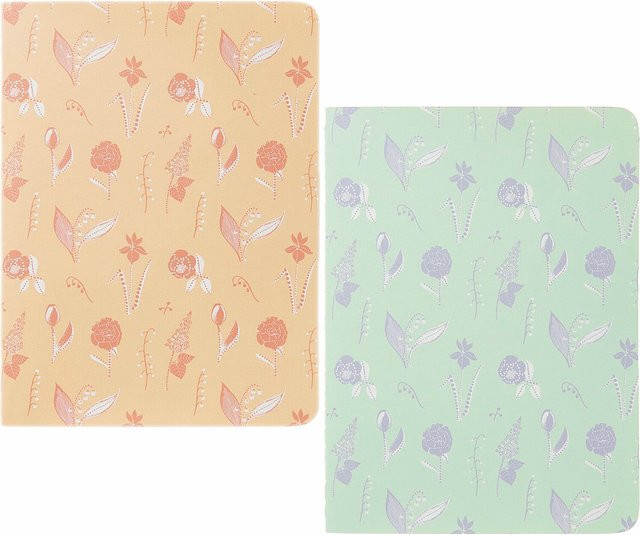 Rico Design Paper Poetry Notizhefte A6 Softcover, 2 Stück, Blumen Orange/Mint - Bild 1