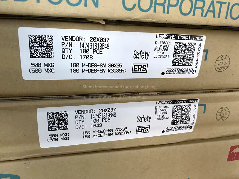 Rubycon MXG Aluminium-Elektrolytkondensator Schwarz 500V 180µF B: 30 mm x T: 35 mm - Bild 2