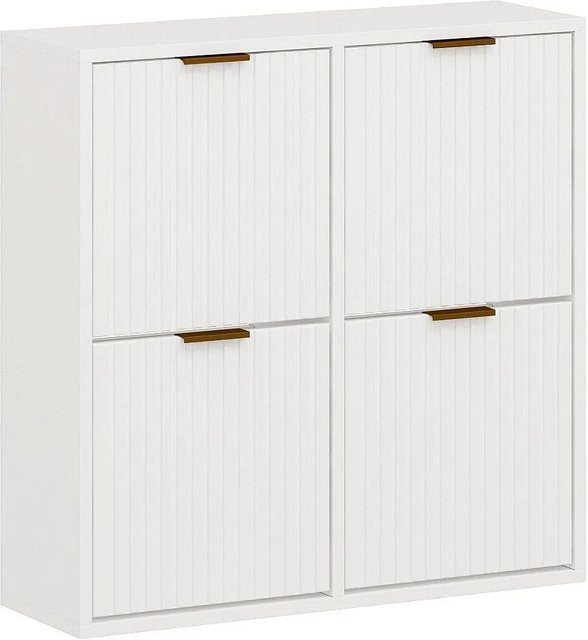 Schuhschrank Fralyn von Vente-unique in Weiß mit Gold-Details, Breite: 80 cm, Tiefe: 25 cm, Höhe: 80 cm - Bild 1