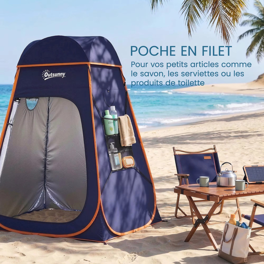Pop-Up-Privatsphäre-Zelt in Blau, sofort aufbaubares wasserdichtes Umkleide- und Duschzelt mit UV-Schutz für Camping, Strand und Outdoor-Sport, B/H/T: 200 x 152 x 152 cm - Bild 7