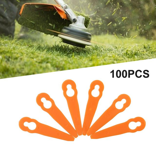 100 Stück Kunststoff-Ersatzklingen in Orange für STIHL FSA-45 Akku-Rasentrimmer - Bild 1