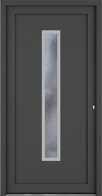 Roro Haustür OKE 1105 Modern mit Glaseinsatz aus Kunststoff und Stahl in Weiß-Anthrazit, B: 100 cm, H: 210 cm, DIN Rechts - Bild 1