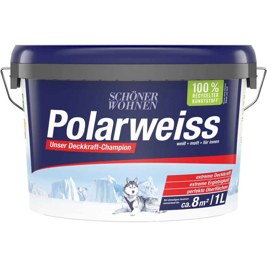 Schöner Wohnen Innen- und Wandfarbe Polarweiss Matt, Dispersion, 1,0 l - Bild 2
