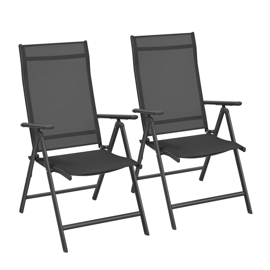 SONGMICS Gartenstühle 2er Set Klappstühle mit Aluminiumgestell und Textilene in Schwarz - Bild 2