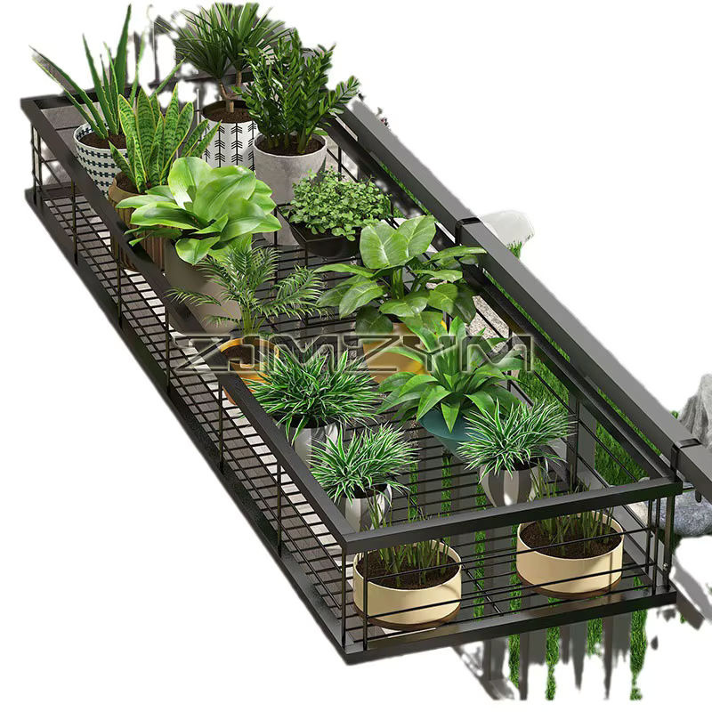 ZJMZYM Blumentopf Halterung Schwarz, Hänge-Regal für Balkon und Zaun, B/T/H: 30,0 x 20,0 x 12,0 cm - Bild 4