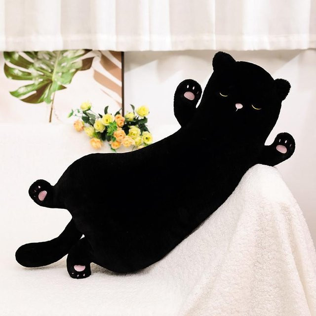 BC Pet Supplies Schläfrige Katze Plüschtier, Kissen, schwarz, 65cm - Bild 1
