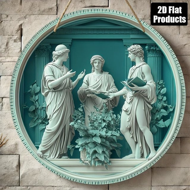 Rundes Metallschild HELLOYOUNG mit Griechischem Gelehrten-Motiv als Wanddekoration, Durchmesser: 20,32 cm - Bild 1