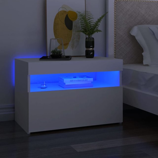 vidaXL Nachttisch mit integrierter LED-Beleuchtung in Weiß, B/T/H: 60 x 35 x 40 cm - Bild 2