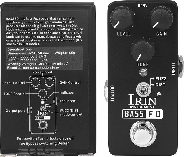 IRIN Bass FD E-Gitarre Effektpedal Bass Fuzz Full Gain Madness True Bypass in Schwarz - Bild 1